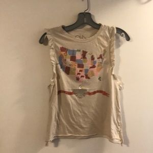 Chaser USA beige ruffle detail top